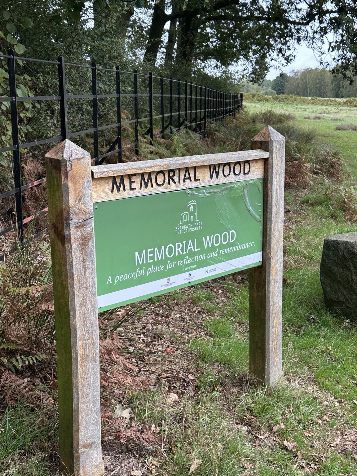 Bradgate Park Memorial Wood sign